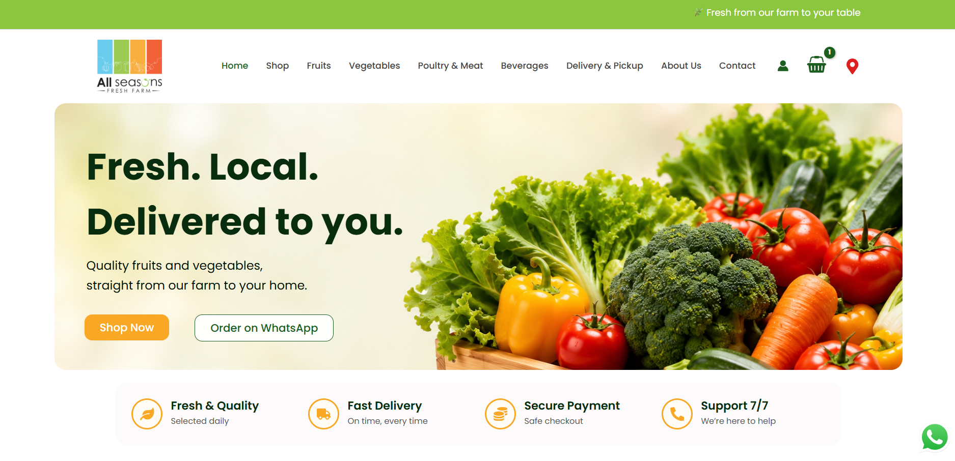 All Seasons Fresh Farm website screenshot